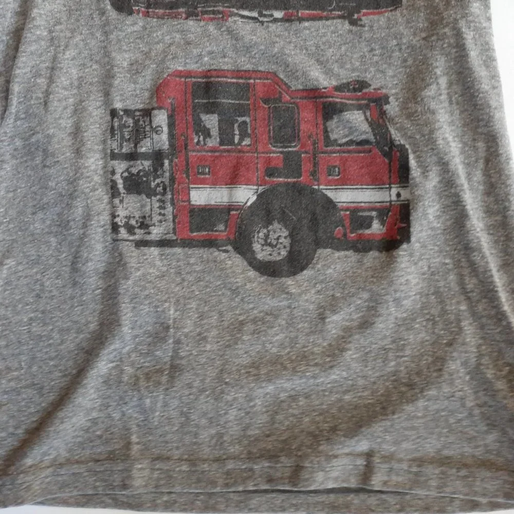 Jumping Beans Boys T-Shirt Rescue Vehicles Firetruck Long Sleeve Gray Size 7